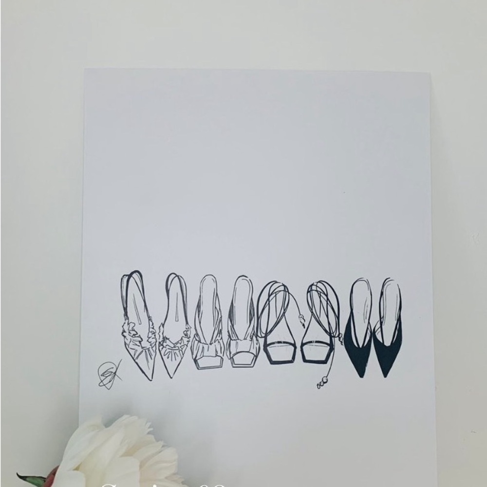 HOST PICK 🤩 Hand illustrated shoes Wall Print | White with black ink